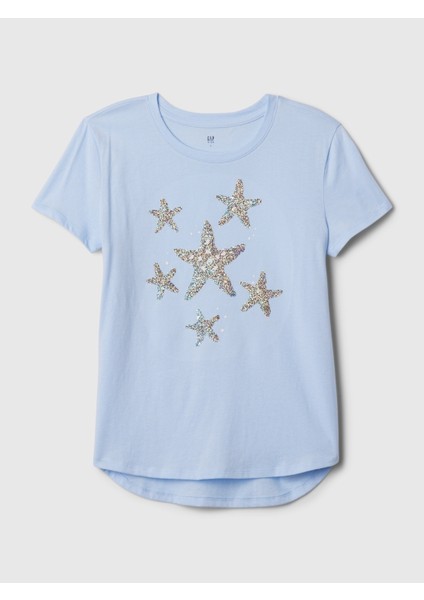 Kız Çocuk Mavi Flippy Grafikli T-Shirt