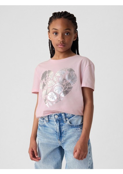 Kız Çocuk Pembe Grafikli T-Shirt
