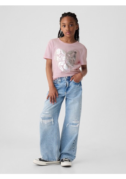Kız Çocuk Pembe Grafikli T-Shirt