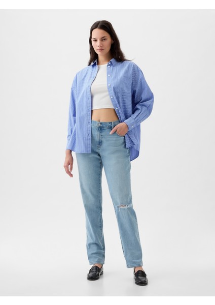 Kadın Açık Mavi Mid Rise Girlfriend Jean Pantolon