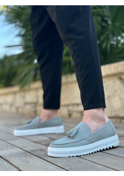 BA0154 Bağcıksız Yüksek Taban Gri Süet Püsküllü Erkek Ayakkabı fiyatları