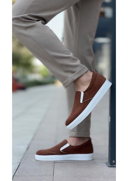BA0339 Bağcıksız Kadife Kahverengi Beyaz Taban Günlük Erkek Ayakkabı fiyatları