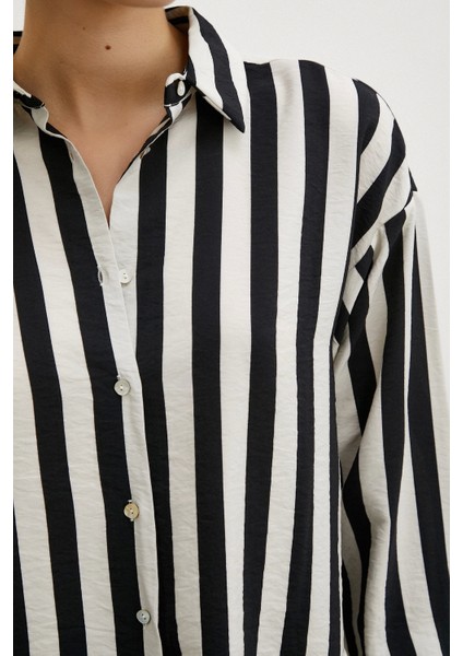 Robalı Çizgili Gömlek Siyah fırsatları