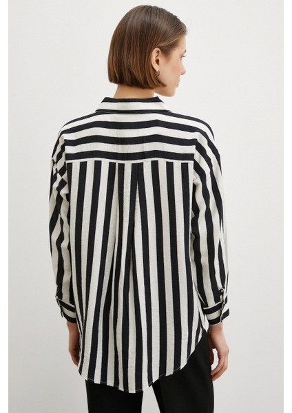 Robalı Çizgili Gömlek Siyah indirimleri