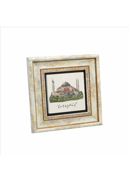 Çok Renkli Ayasofya Camii Baskılı Doğaltaş Tablo 20CMX20CM KRT-006