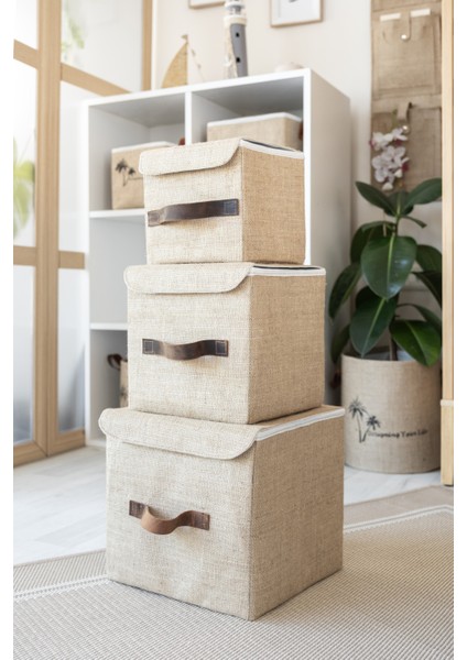 20 x 20 Jüt Dolap Içi Organizer Takı, Makyaj, Banyo, Ofis Düzenleyici Kapaklı Saklama Kutusu 20X20X modelleri