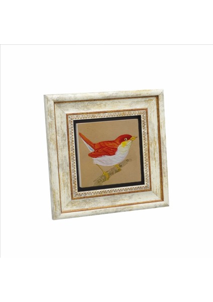 Çok Renkli Kuş Baskılı Doğaltaş Tablo 20CMX20CM KRG-157