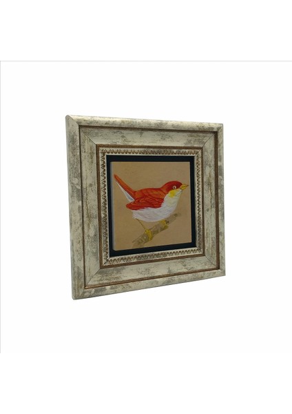 Çok Renkli Kuş Baskılı Doğaltaş Tablo 20CMX20CM KRG-157