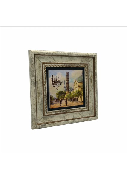Çok Renkli Çemberlitaş Çizim, 19.yy Baskılı Doğaltaş Tablo 20CMX20CM KRT-051 fırsatları