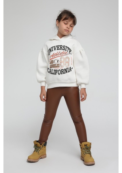 Kız Çocuk Balon Kol Kapşonlu Sweatshirt