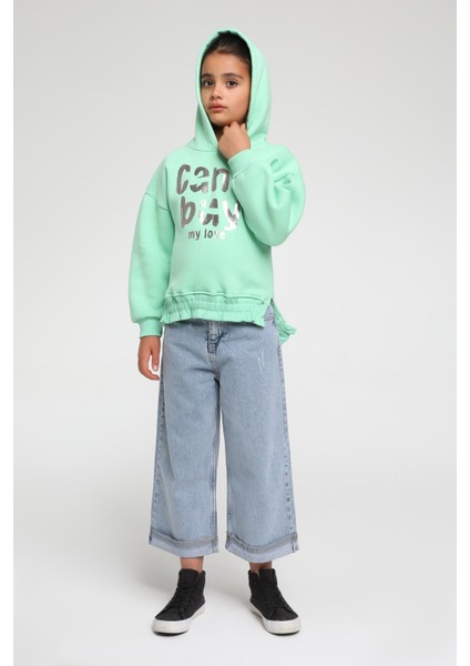 Kız Çocuk Salash Kesim Kapişonlu Sweatshirt