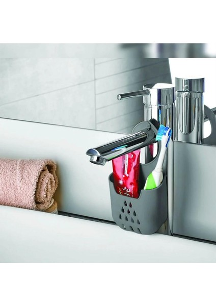 -2'li Set Gri Askılı Süngerlik & Sünger & Multi İnce Derz Arası Banyo Mutfak Lavabo Detay Temizleme Fırçası fırsatları