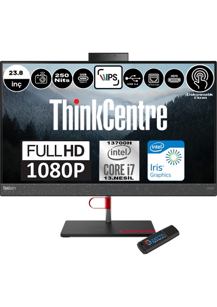 Thinkcentre Neo 50A Intel Core I7 13700H 64GB Ddr5 512GB SSD Windows 11 Pro Intel® UHD Graphics Dokunmatik 23,8" Fhd All In One Bilgisayar 12K9004BTRP07