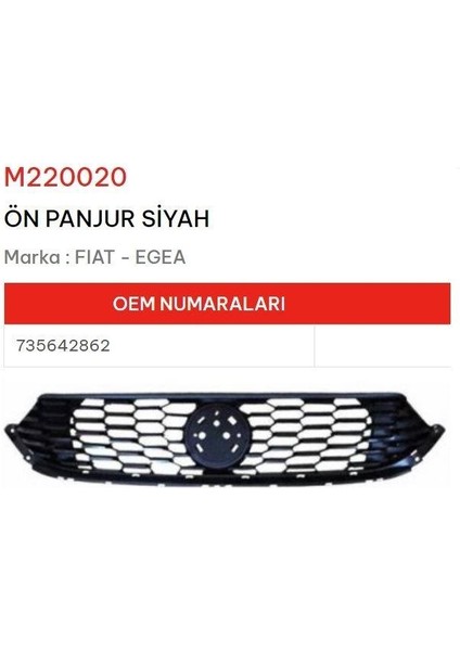 Ön Panjur Siyah Egea