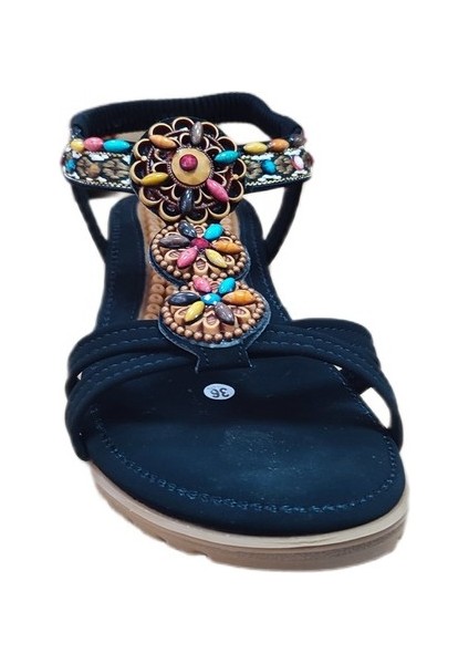 24Y120-2 Kadın Taşlı Comfort Sandalet Siyah modelleri