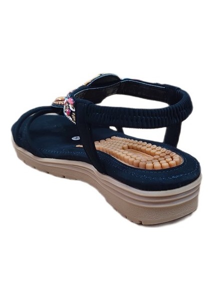 24Y120-2 Kadın Taşlı Comfort Sandalet Siyah fırsatları