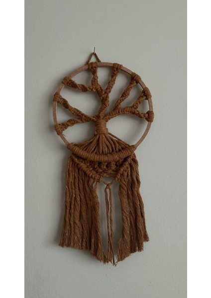 1 Düş Kapanı 20 cm Rüya Kapanı Dream Catcher Kapı Süsü %100 El Yapımı El Işciliği Haki Iplik Modern