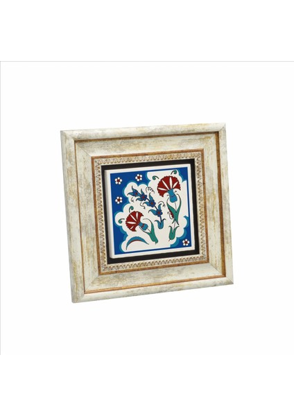 Çok Renkli Osmanlı Iznik Çini Deseni Baskılı Doğaltaş Tablo 20CMX20CM KD-037