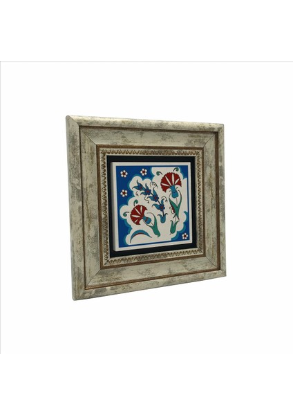 Çok Renkli Osmanlı Iznik Çini Deseni Baskılı Doğaltaş Tablo 20CMX20CM KD-037