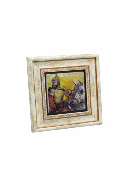 Çok Renkli Selahaddin Eyyubi Tasviri Baskılı Doğaltaş Tablo 20CMX20CM KRG-086