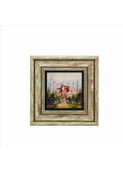 Çok Renkli Ayasofya Camii Baskılı Doğaltaş Tablo 20CMX20CM KRT-003