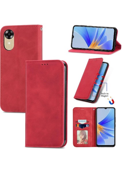 Oppo A17K Deri Kılıf Fermuar Kordon Basit Iş Cüzdan Için Kılıf (Yurt Dışından)