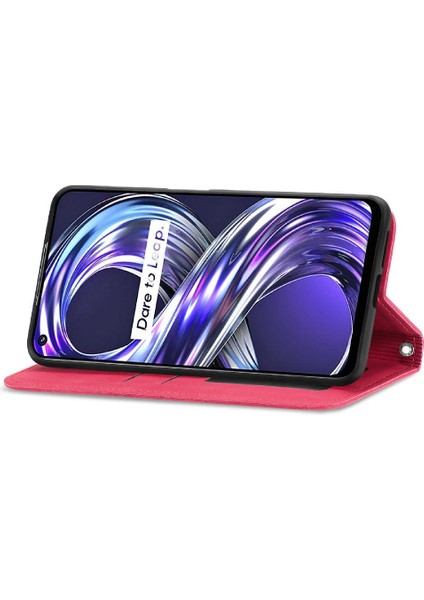 Realme 8i Basit Iş Cüzdan Kordon Fermuar Deri Kılıf (Yurt Dışından)
