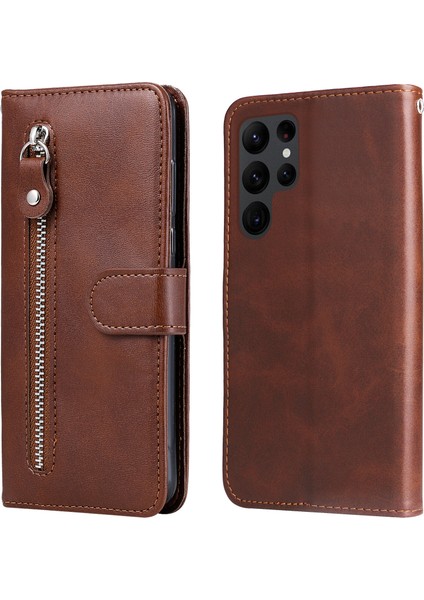 Ile Uyumlu Samsung Galaxy S23 Ultra Moda Fermuar Çevirme Deri Telefon Kılıfı Kart Tutuculu Manyetik Cüzdan Telefon Kılıfı (Yurt Dışından) fırsatları