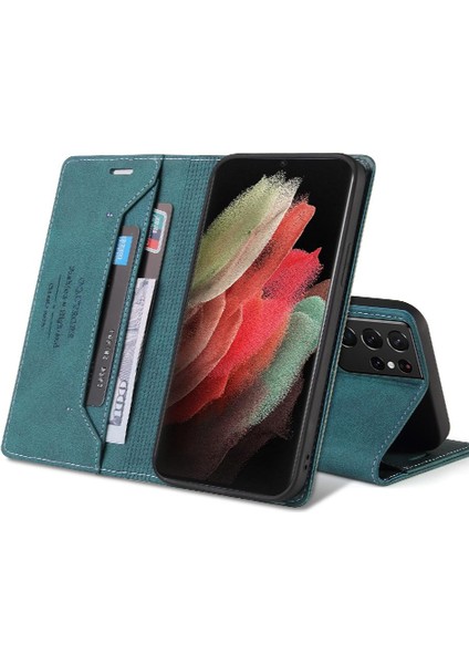 Samsung Galaxy S21 Ultra Premium Deri Iki Kart Yuvaları Premium (Yurt Dışından)