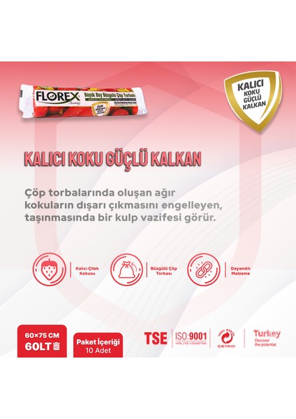 Avantaj Seri Çilek Kokulu Büzgülü Büyük Boy Çöp Poşeti x 10 Rulo