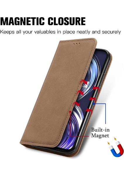 Realme 8i Basit Iş Cüzdan Kordon Fermuar Deri Kılıf (Yurt Dışından)