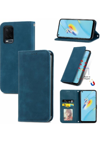Oppo A54 4g Için Basit Iş Fermuar Deri Kılıf Cüzdan Kordon (Yurt Dışından)