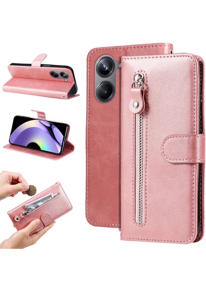 Ile Uyumlu Realme 10 4g Moda Fermuar Çevirme Deri Telefon Kılıfı Kart Tutuculu Manyetik Cüzdan Telefon Kılıfı (Yurt Dışından)