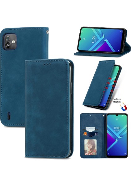 Wiko Y82 Cüzdan Basit Iş Deri Kılıf Fermuar Kordon Için Kılıf (Yurt Dışından)