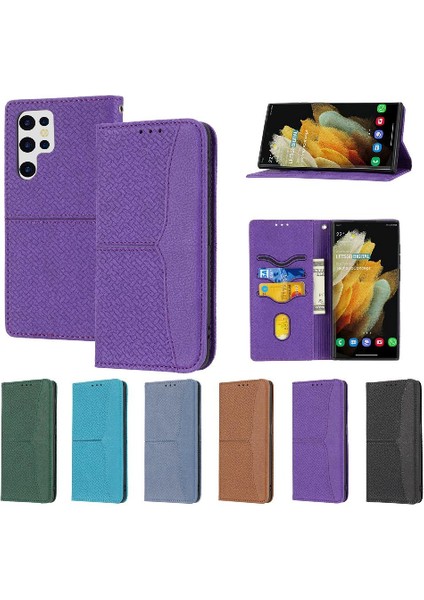Samsung Galaxy S22 Ultra El Cüzdan Kredi Kartı Tutucu Flip Book Için Kılıf (Yurt Dışından)