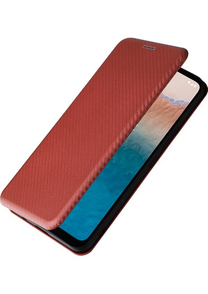 BDT Boutique Kart Tutucu Karbon ile Nokia C21 Artı Deri Folio Flip Case Için Kılıf (Yurt Dışından)