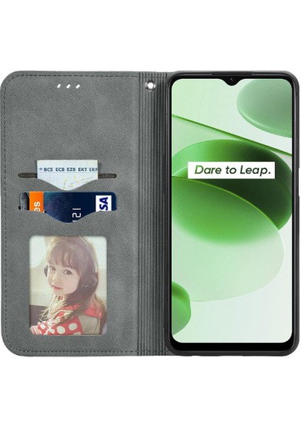 Realme C35 Fermuar Deri Kılıf Kordon Cüzdan Basit Iş Için Kılıf (Yurt Dışından) indirimleri