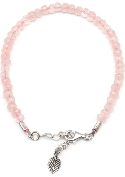 Pembe Kuvars Doğal Taş 925 Ayar Gümüş Bileklik fiyatları