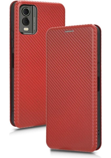 Nokia C32 Deri Folio Flip Case Kart Ekleme Manyetik Fiber Için Kılıf (Yurt Dışından)