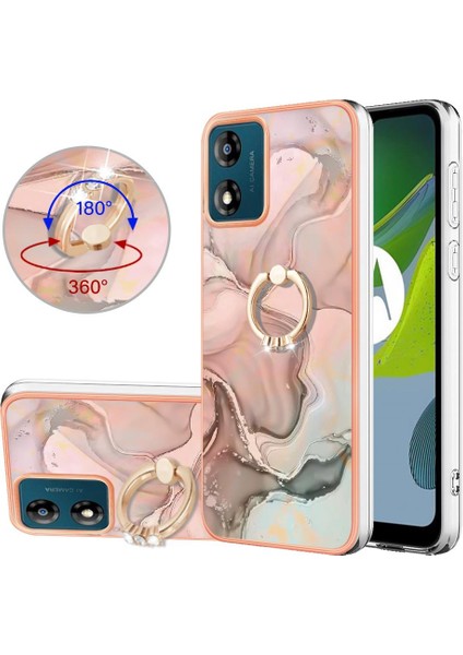 Motorola Moto E13 Tampon Mermer Darbeye Dayanıklı Tpu Silikon 360 &deg; Halka (Yurt Dışından)
