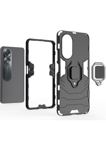 Oppo A58 4g 360 &deg; Dönen Halka Askeri Damla Koruma Kickstand Için Kılıf (Yurt Dışından) modelleri