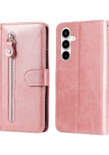 Ile Uyumlu Samsung Galaxy A55 5g Moda Fermuar Çevirme Deri Telefon Kılıfı Kart Tutuculu Manyetik Cüzdan Telefon Kılıfı (Yurt Dışından)