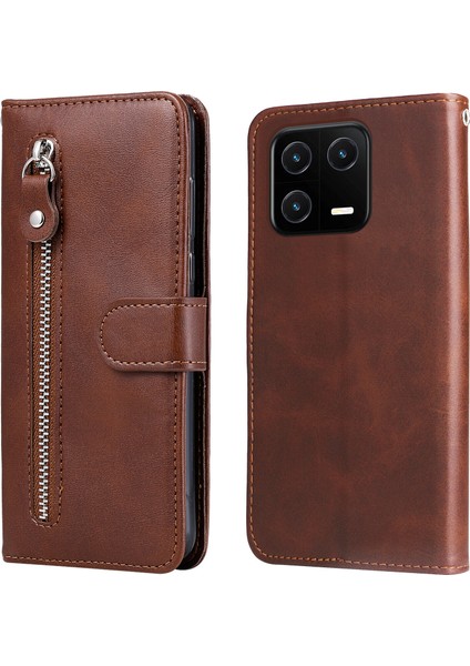 Ile Uyumlu Xiaomi 13 Pro Moda Fermuar Çevirme Deri Telefon Kılıfı Kart Tutuculu Manyetik Cüzdan Telefon Kılıfı (Yurt Dışından)