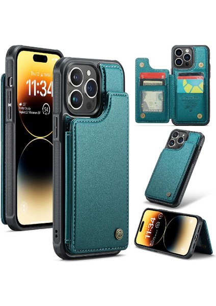 IPhone 14 Pro Max Kart Tutucu Pu Deri Kickstand Için Caseme Cüzdan Kılıf (Yurt Dışından)