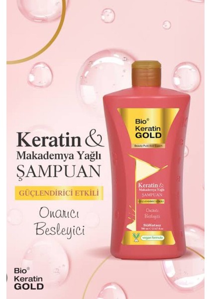 Bio Keratin Keratin & Makedemya Yağlı Güçlendirici Etkili Tuzsuz Şampuan