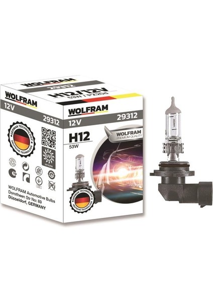 Ampül H 12 Standart Işık 12V H12 53 PZ20D