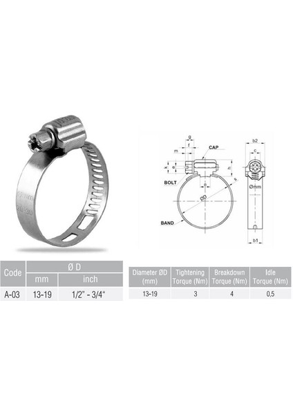 Kelepçe A Tipi 8.5 mm 13-19 Erbi