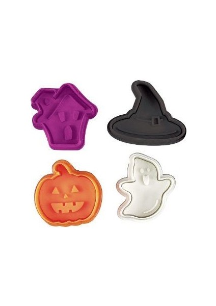 Cadılar Bayramı Halloween Basmalı (Enjektörlü) Kurabiye Kalıbı (Kopat) - 4'lü