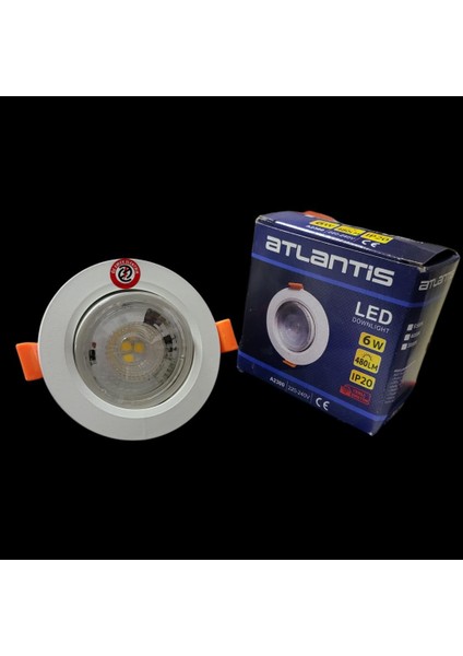 6 Watt 6W Cob LED Spot Beyaz Kasa Yuvarlak Beyaz Işık İç Çap: 7 cm Dış Çap: 9 cm 480LM