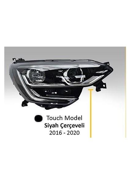 RENAULT MEGANE IV 2017- FAR TOUCH MODEL SİYAH ÇERÇEVELİ MANUEL SOL (LED+BALLAST) 260601571R